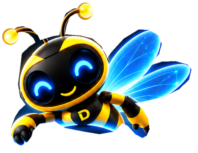 Dorbee, the flying robotic bee mascot of Drofree